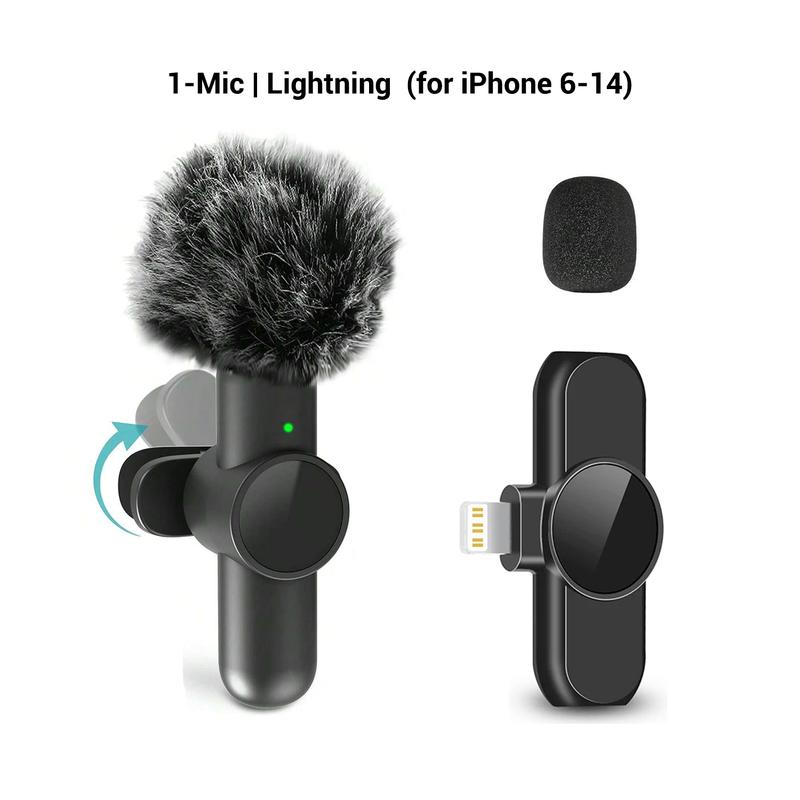 Portable Wireless Lavalier Microphone, 1 Set Professional Wireless Collar Clip Mic for iPhone & Android Phone, Plug-play Lapel Mic for Video Recording, Teaching, Interviews, Podcast, Tiktok & Vlog, Gift, Live Streaming Equipment