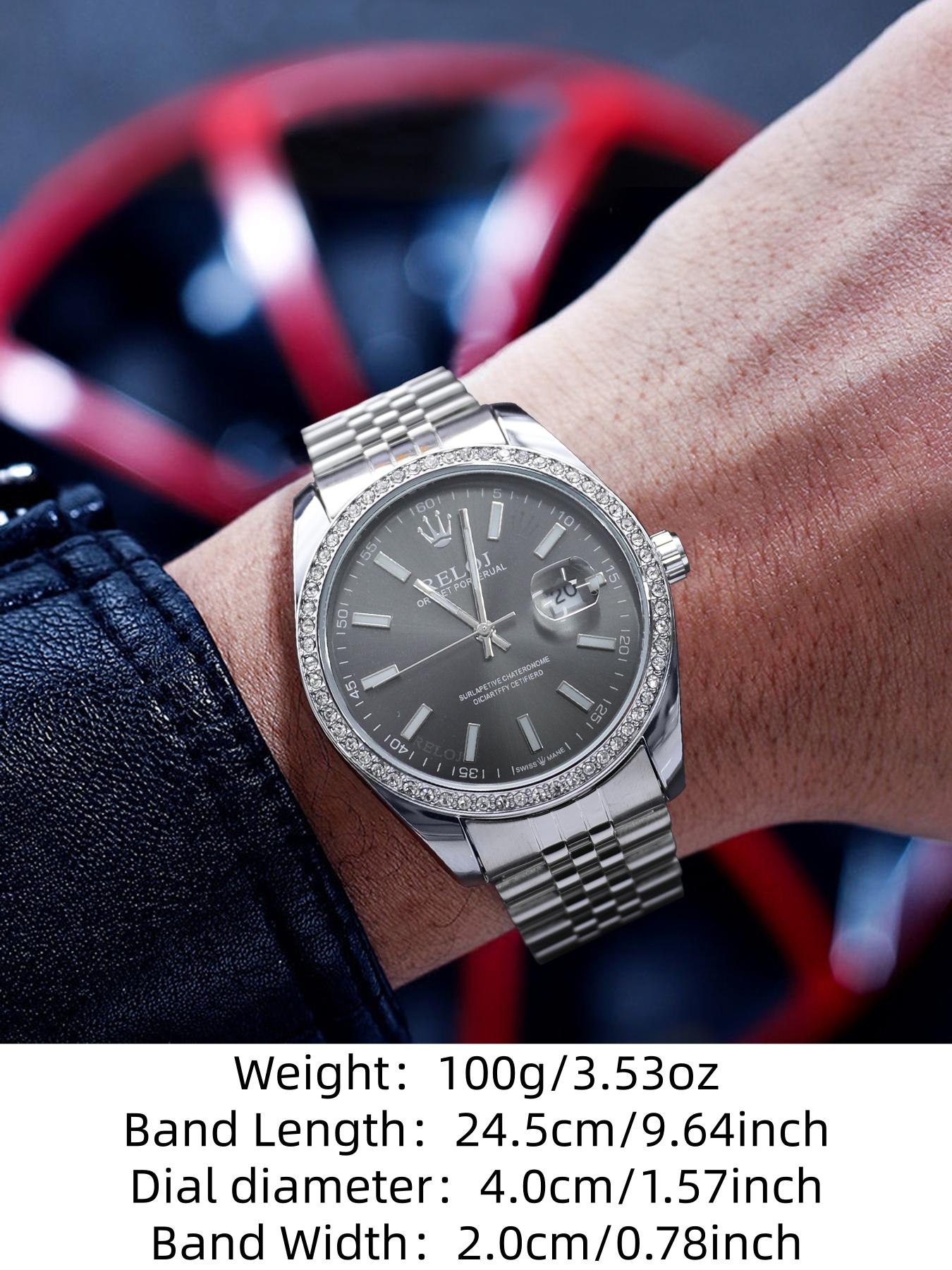 Luxury Log Series High-End Business Men's Watch, Round Dial, Waterproof Calendar Display, Butterfly Buckle Stainless Steel Strap, Business Fashion Watches