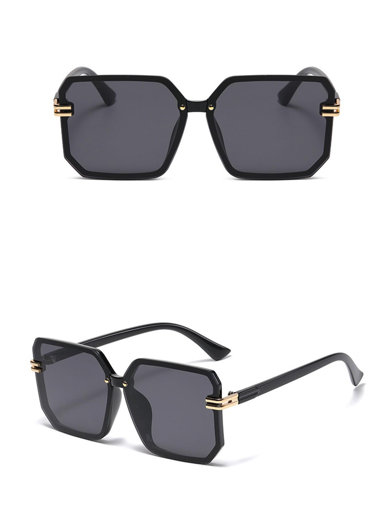 Square Frame Men's Sunglasses, Casual Decorative Lens, All over Print, Unisex Fashion Accessory, Daily Wear, Work & Leisure