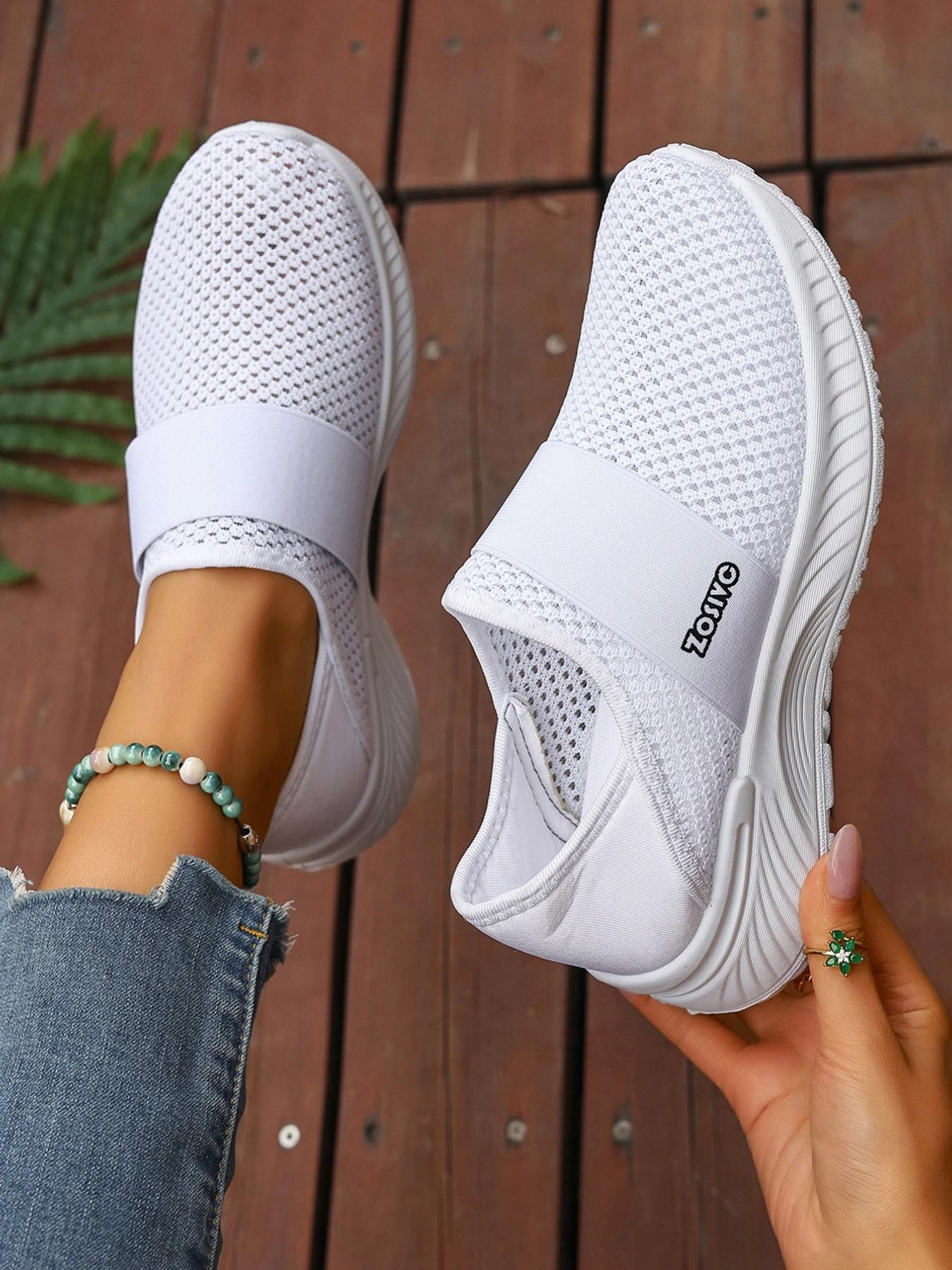 Unisex One-Step Slip-On Casual Sneakers, Lightweight Comfortable Running Shoes, Walking Shoes, Breathable Flyknit Sporty Leisure Footwear, Lightweight Slip Ons