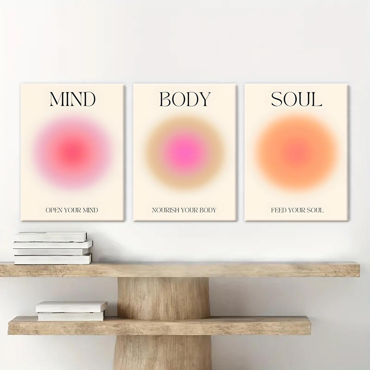 Wooden Framed Canvas Painting, 3 Counts/set Modern Wall Art, Angel Halo Canvas Poster, Wall Decor for Home Living Room Bedroom Office