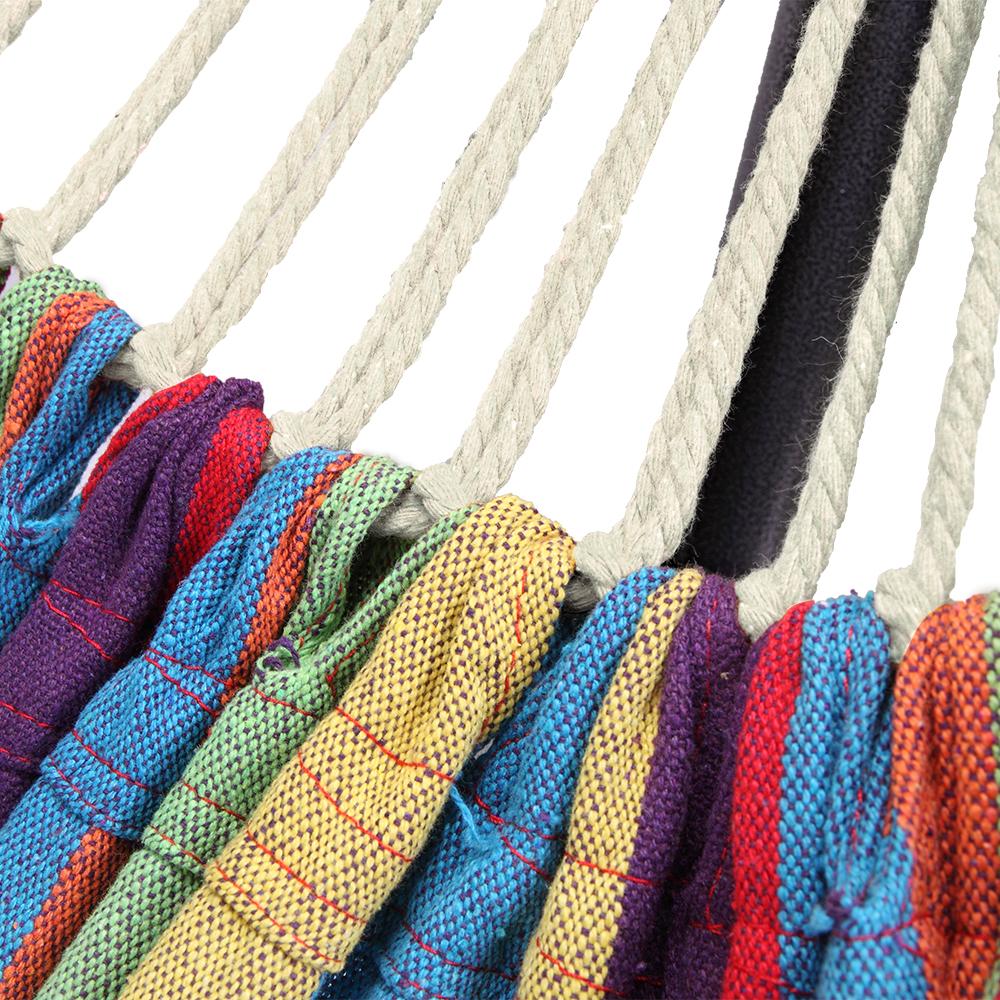 Double Hammock with Stand - 250lb Capacity Heavy-Duty Steel Frame & Carry Bag - Brazilian-Style Cotton for Backyard, Camping, Garden Outdoorfun