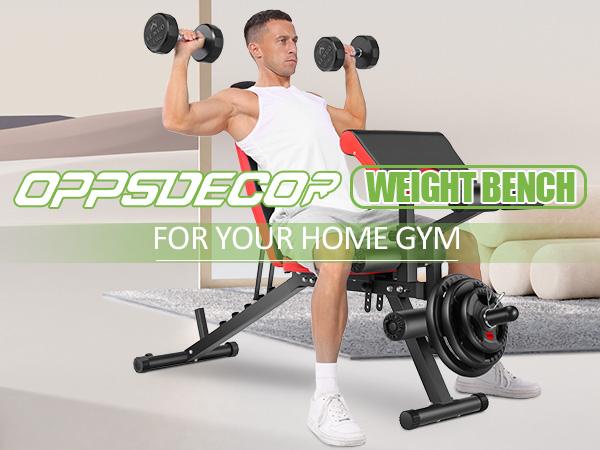 OPPSDECOR 800LBS Adjustable Weight Bench, Workout Bench for Home Gym, Weight Bench with Leg Extension and Leg Curl, Preacher Curl Bench, Gym Bench Exercise Bench