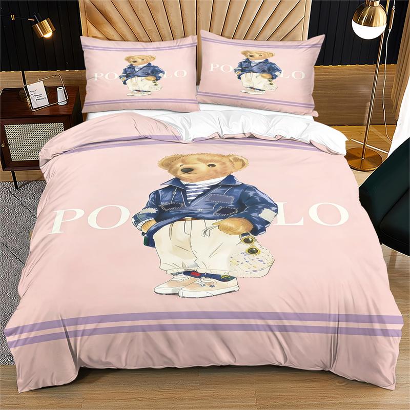 Bear Themed Duvet Cover (Including 1 Bed Cover And 1-2 Pillowcases,No Pillow Inserts or Comforter Included), Vintage Polo Teddy Bear Bedding, Suitable For Decorating Rooms And Bedrooms For Boys, Girls, And Teenagers