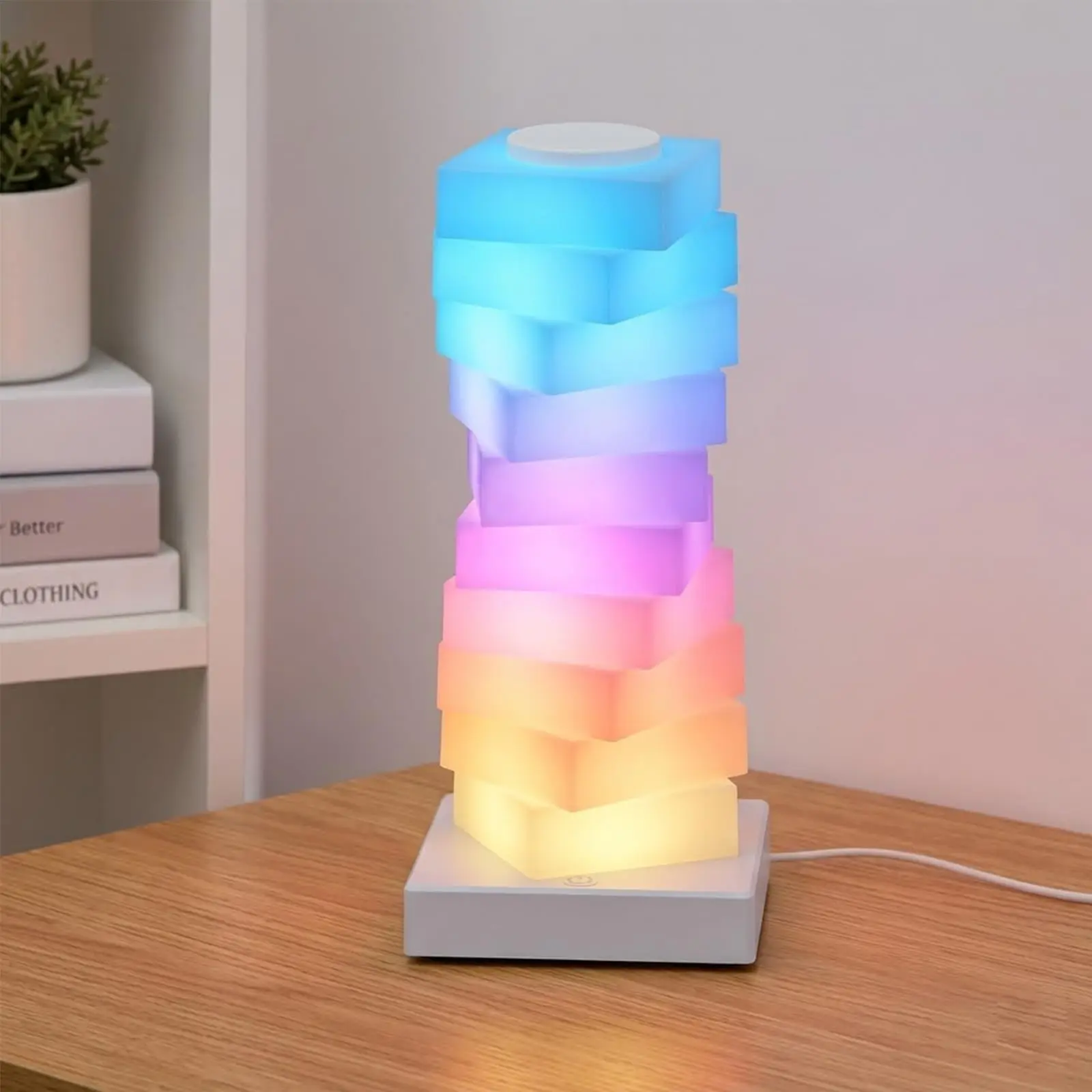 Stacked Cube Table Lamp,Color Changing LED Night Light, Touch Dimming,RGB Ambient Lighting for Bedroom Nightstand Living Room Home Decor, suitable for Bedroom, Living Room,Living room, study, children's room