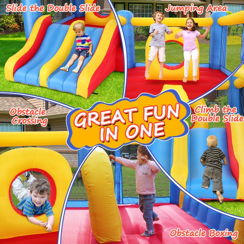 AKEYDIY Inflatable Bounce House for Kids 4-12, 12.6FTx9FT Huge Bouncy Castle with Elevated Double Racing Slides Obstacle, Large Bouncing Area, Indoor&Outdoor Blow up Bouncy Castle Jump Park for Family Backyard Fun, Christmas Gifts