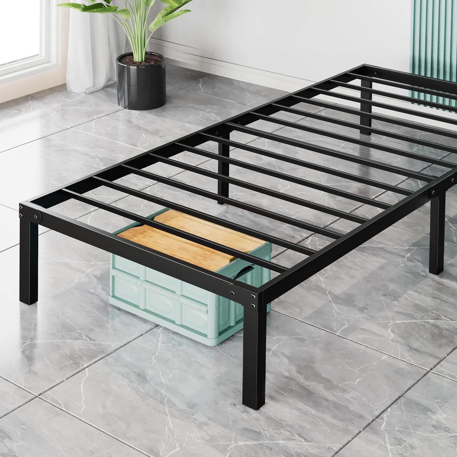 Bed Frame, Heavy Duty Metal Platform Bed with Underbed Storage, 12 Inches, Sturdy Steel Slat Support, No Box Spring Required Furniture Home Modern Interior