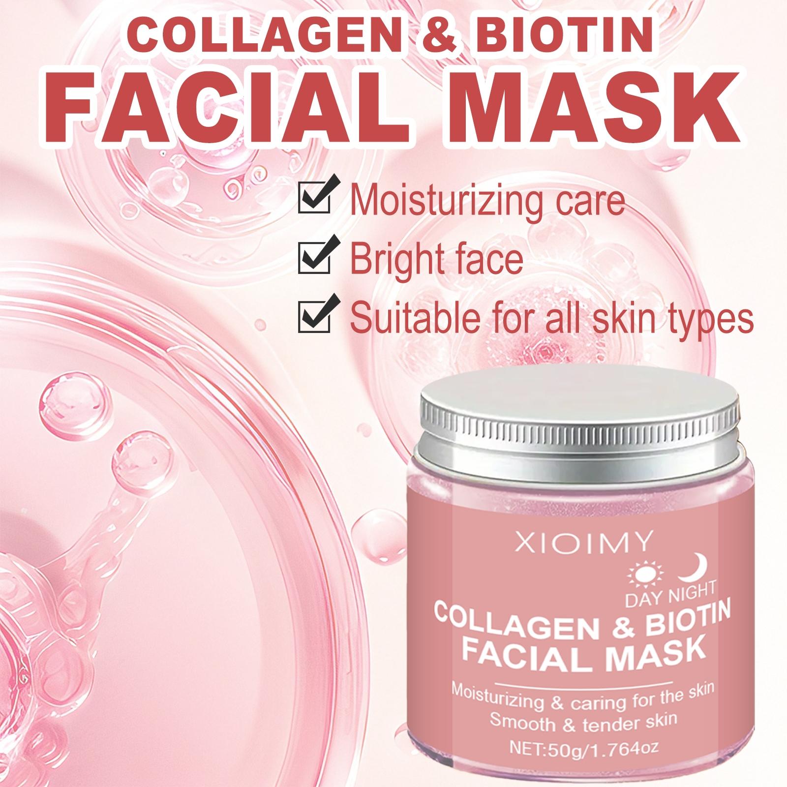 4pcs Collagen and Biotin Mask, Alcohol-Free, Deep Moisturizing, Boosts Facial Elasticity, Brightens and Adds Glow, Face Mask