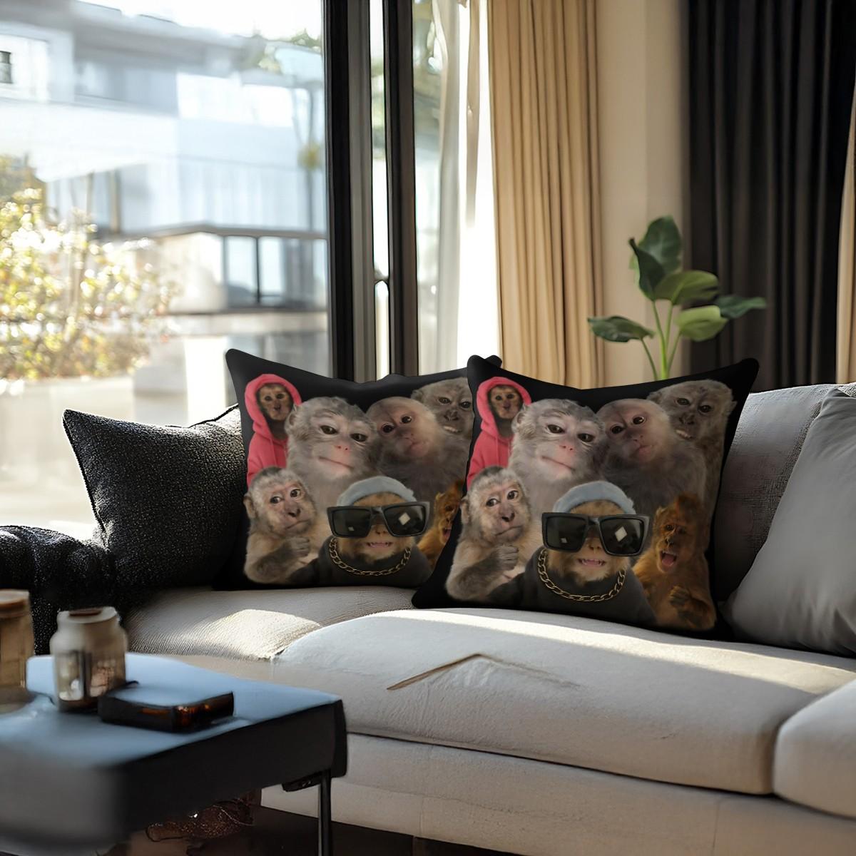 Trending Monkey Throw Pillow, Warm and Whimsical Fun Home Decor Checkered Accent Pillow, for Sofa Pillowcases and Bedding Home Decor Cushion