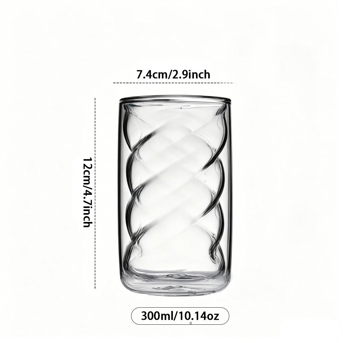 1/2/4 Pcs High Borosilicate Glass Cups, Drinkware, Spiral Design Double Wall Insulated Anti-Scald, Food Grade BPA Free Heat Resistant, Microwave Dishwasher Safe Reusable Breakfast Ice Coffee Beverage Cups, Perfect for Summer Winter Daily Home Office Use