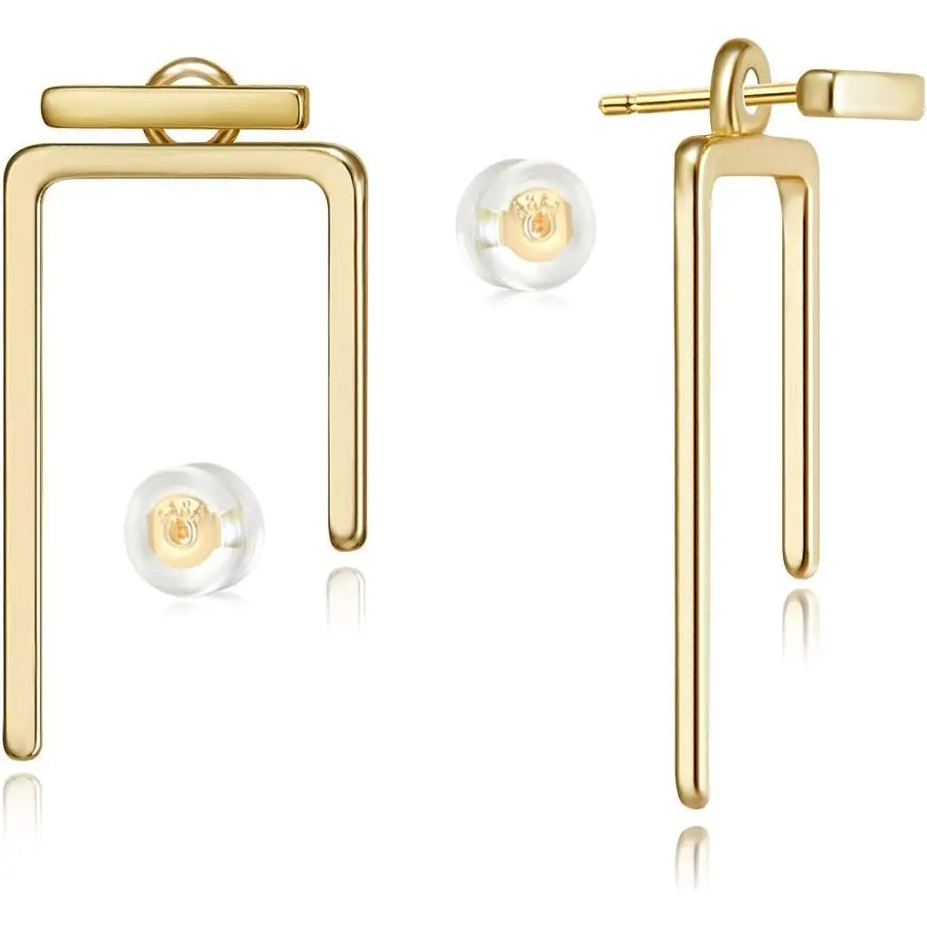 Spike Earrings Gold Huggie Hoop Diamond Cubic Zirconia 14K Gold Plated Dainty Small Simple Hypoallergenic Geometric Jewelry Gift for Women(Gift)