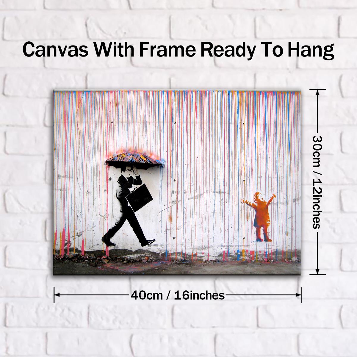 Banksy Style Street Art Poster, Modern Canvas Wall Decor, Solid Wood Frame, Waterproof Print, Ideal Gift, Affordable Home Decoration