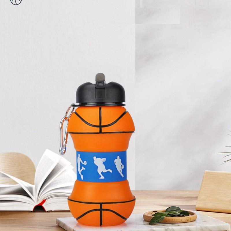 Foldable Silicone Water Bottle, Portable Leak-Proof Sports Cup, Shockproof Squeeze Football Gift, Creative Travel Mug