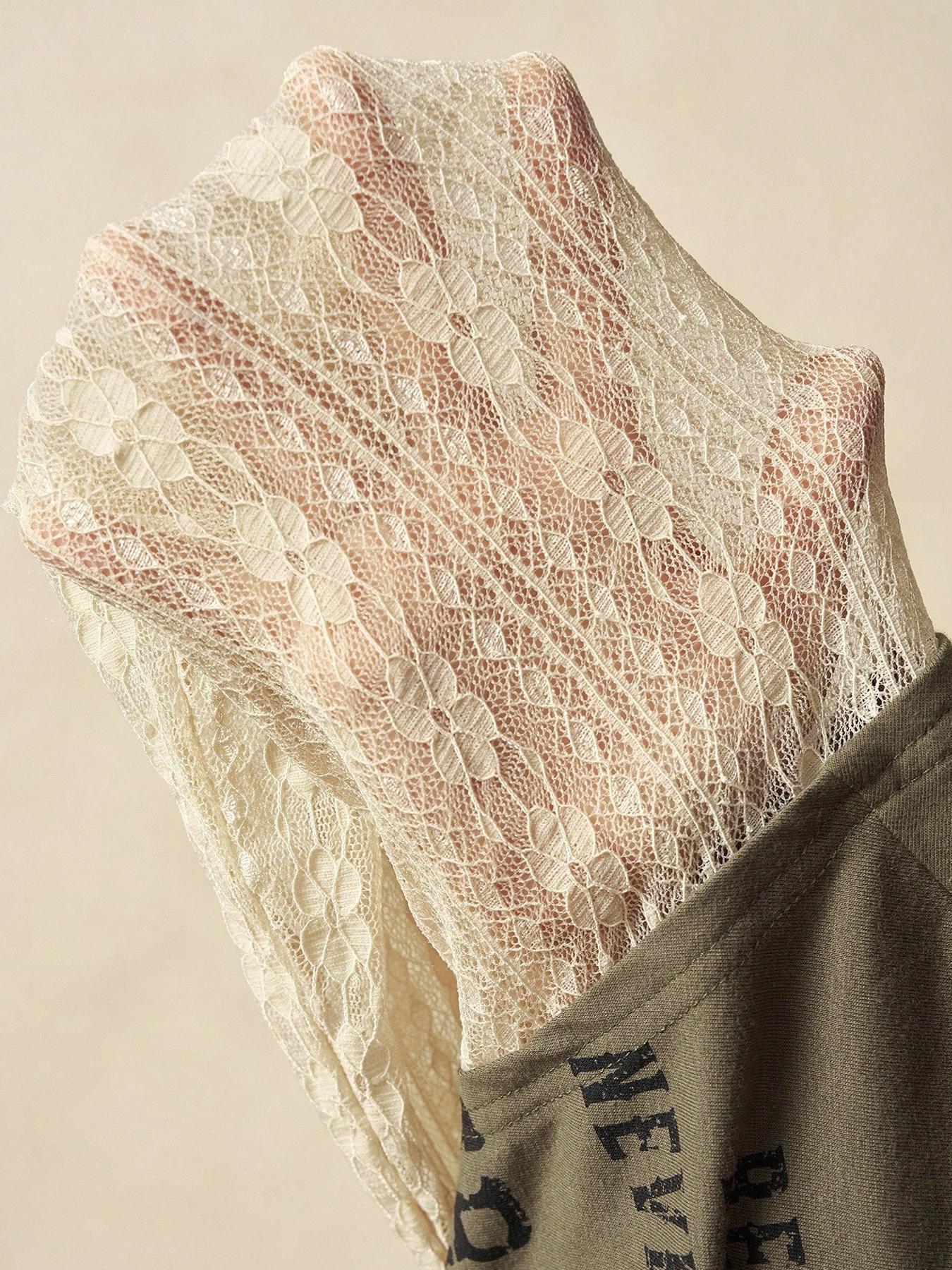 Letter Print Faux Two-Piece Long Sleeve Fitted T-Shirt, American Vintage Style, Casual Daily Wear, Street Fashion, Men's Clothing