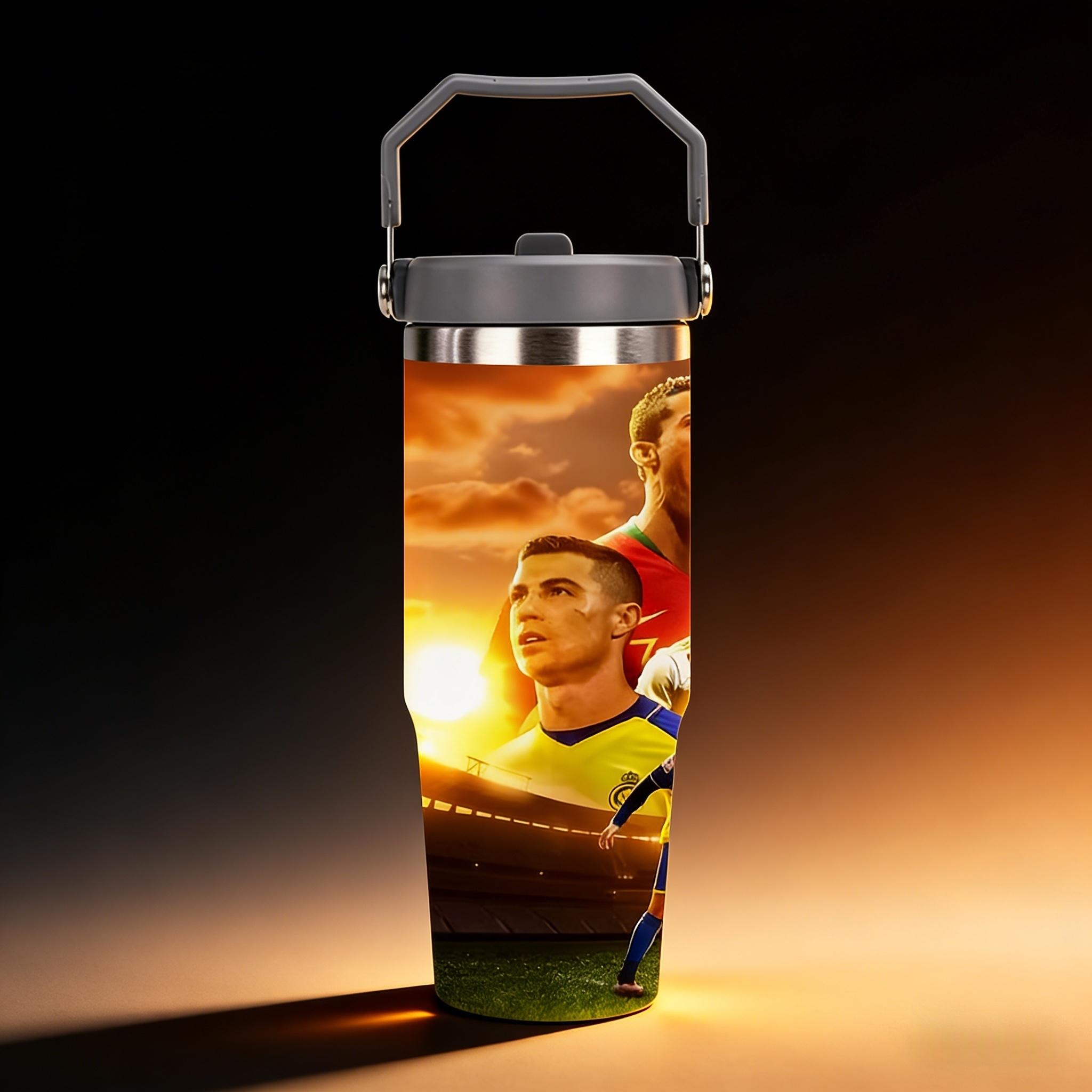 1pc 30oz stainless steel large-capacity car water bottle, Number 7 jersey Pattern，for Cristiano Ronaldo fans.for football enthusiasts. various patterns to choose from, fan gift, Outdoor camping Coffee Cups & Mugs