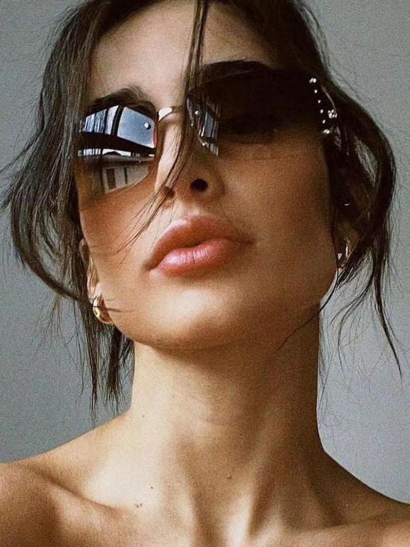 Women's Y2k Style Sunglasses, Trendy Casual Wrap Around Frame Sunglasses for Everyday Use, Fashion Accessories for Outdoor Activities, Fashionable Frames Sunglasses