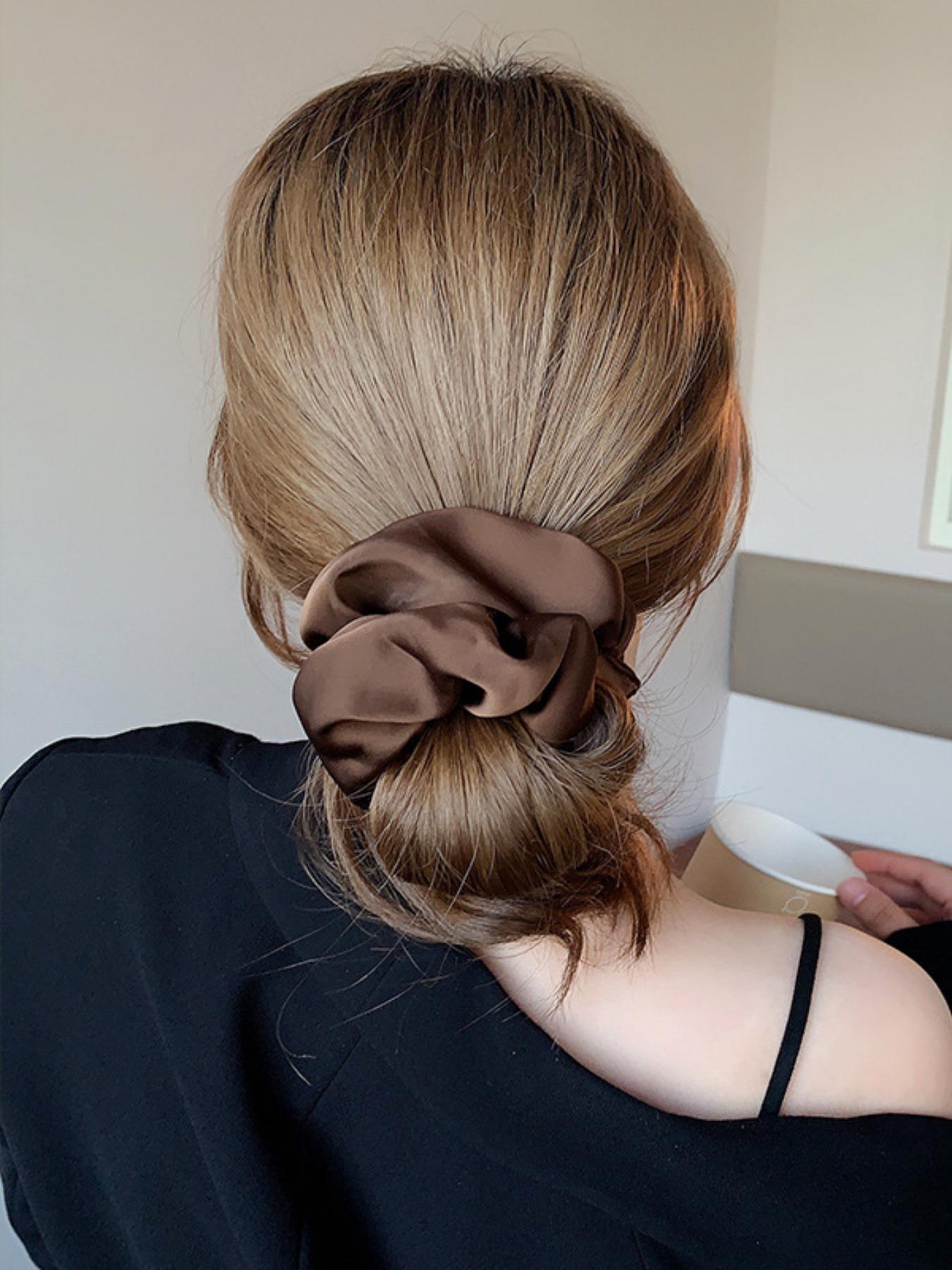 Elegant Satin Hair Ties Set, 3pcs High-Quality Women's Hair Accessories, Vintage Simple Style, Perfect for Styling Buns & Ponytails