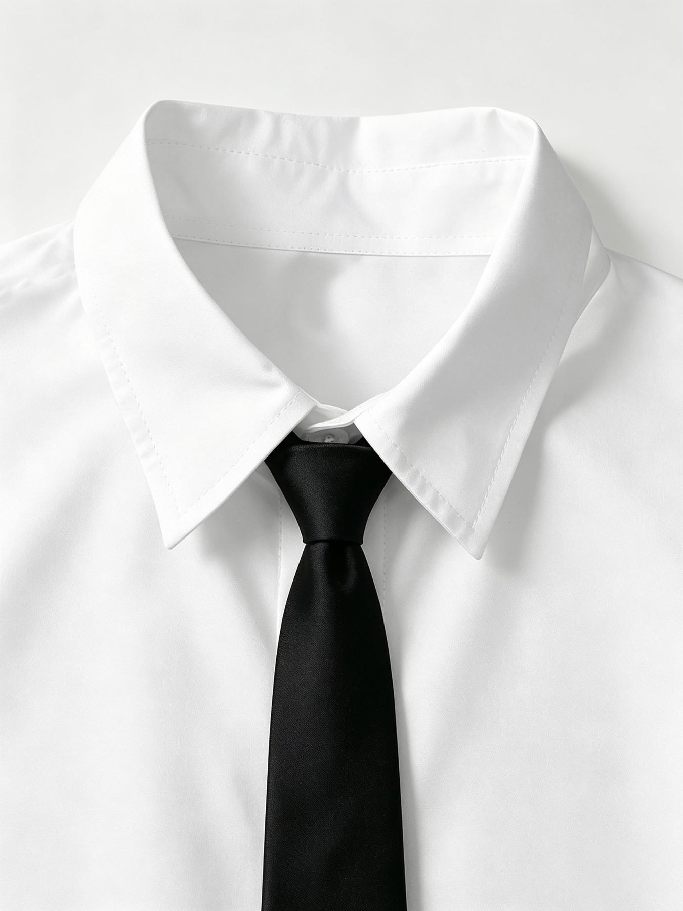 Men's Casual Long Sleeve Shirt with Tie, Loose Fit Short Top, Fashionable and Comfortable Design, Ideal for Office Wear