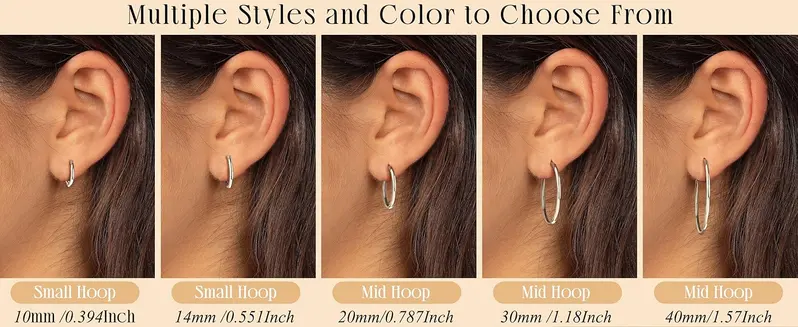 5 Pairs Hoop Earrings for Women, Small 14k & Silver Color Hoops, Hypoallergenic Silver Hoop Earrings, Medium Big Earring Stacks, Earrings Set, Hoop Shape Earrings, Earrings Jewelry