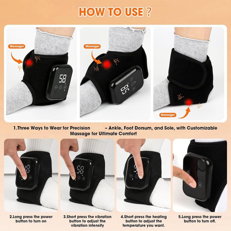 Foot Ankle Massager, 1 Count 3 Temperature Settings Vibration Foot Relaxation Machine, Foot Massage Tool for Women & Men, Vibration Machines