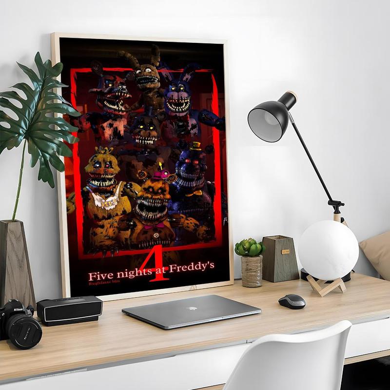 Game FnafFive-nights-At-Freddys Poster Sticky Waterproof Wall Art High Quality Print Unique Artwork Aesthetic Home Living Bedroom Decor Trendy Room Decoration Easy-To-Apply Gift Durable