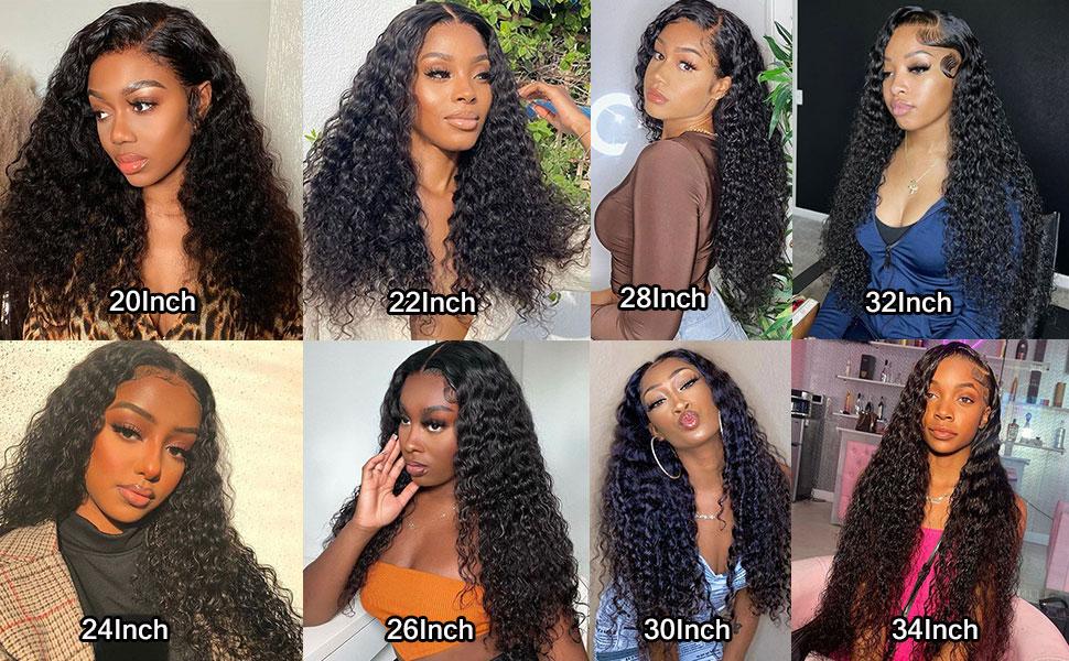 Lemoda 210% Density 13x6 Full Lace Frontal Virgin Human Hair Wigs 15A Water Wave 13x6 HD Lace Front Wigs Deep Wave Human Hair Wig Wet and Wavy Wig Pre Plucked With Natural Hairline