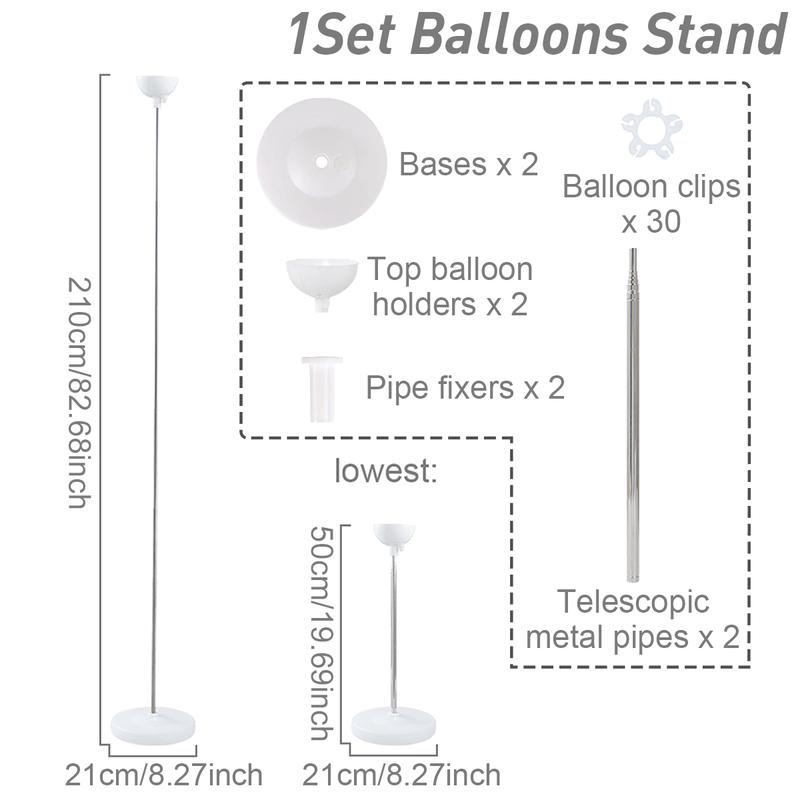Balloon Column Stand Set of 2, Adjustable 7 Feet Ballon Arch Stands with Reusable Metal Telescopic Design for Birthday, Wedding, Baby Shower, Halloween, Graduation Party Decoration