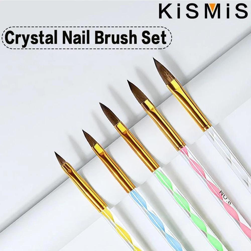 Professional 5-Piece Nail Brush Set, Nail Art Brush: Synthetic Bristles, Non-Shedding, Stainless Steel Handle. Includes Flat, Angled, Detail, Fan Brushes for Smooth Gel & Dip Powder Application. Ergonomic Grip for Salon & Diy Use.