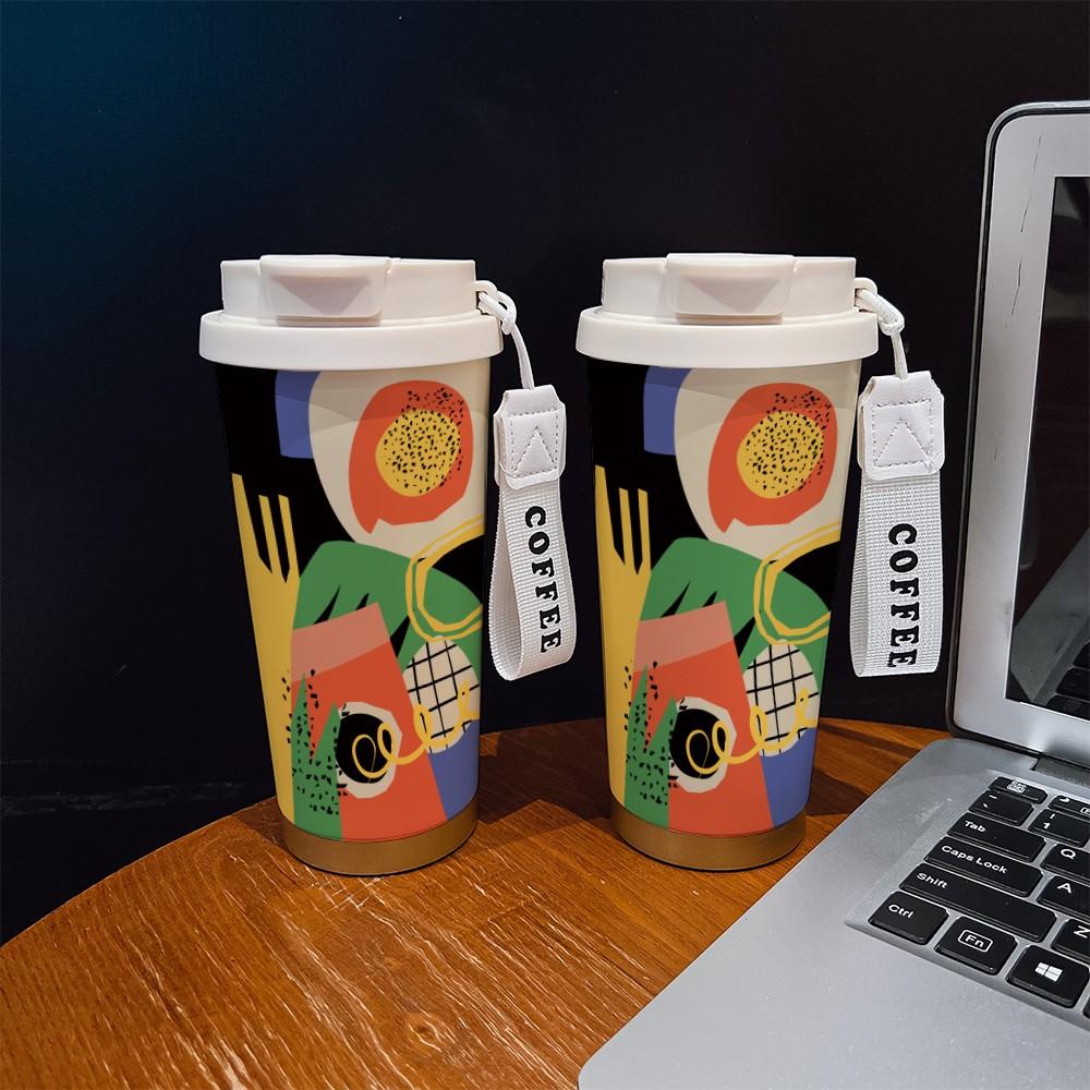 Abstract Graffiti Coffee Cup, Portable Dual Drink Insulated Tumbler, Keeps Hot/cold, Stylish, Ideal for Office, Travel, Sports, Golf