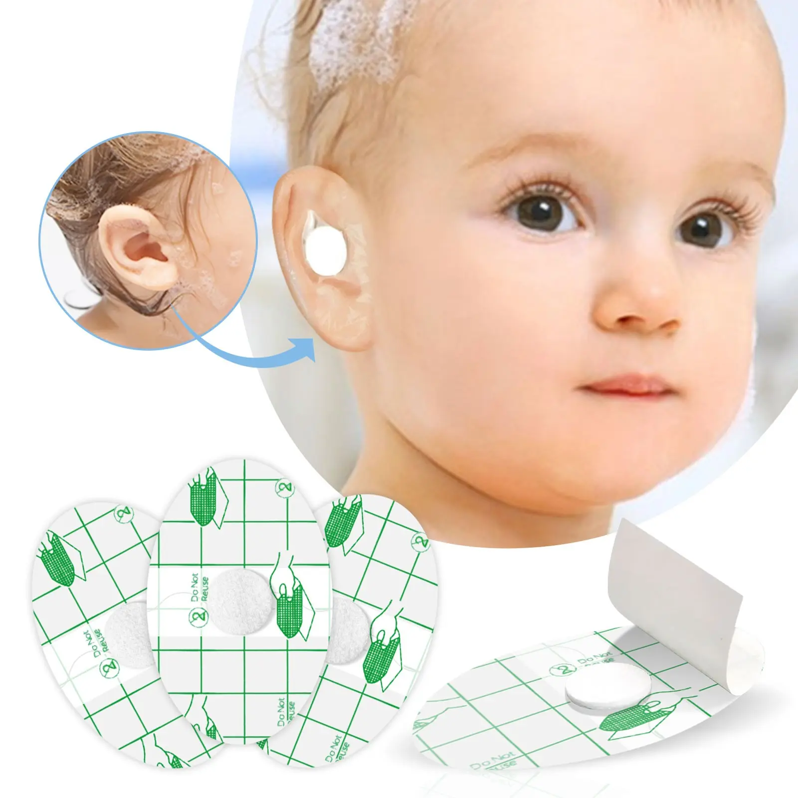 Waterproof Ear Patches, Keep Ears Dry, Soft and Skin-Friendly, Easy, Ideal for Kids Bathing, Prevents Water Entry, Comfortable Fit