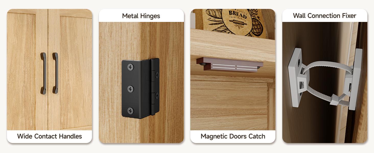 【SPOTLIGHT DAY】ONBRILL 71" Tall Arched Cabinet, 5-Tier Arched Kitchen Pantry with Glass Doors & Shelves, Modern Display Arch Cabinet with Adjustable Feet, Wooden Pantry for Living Room, Dining Room