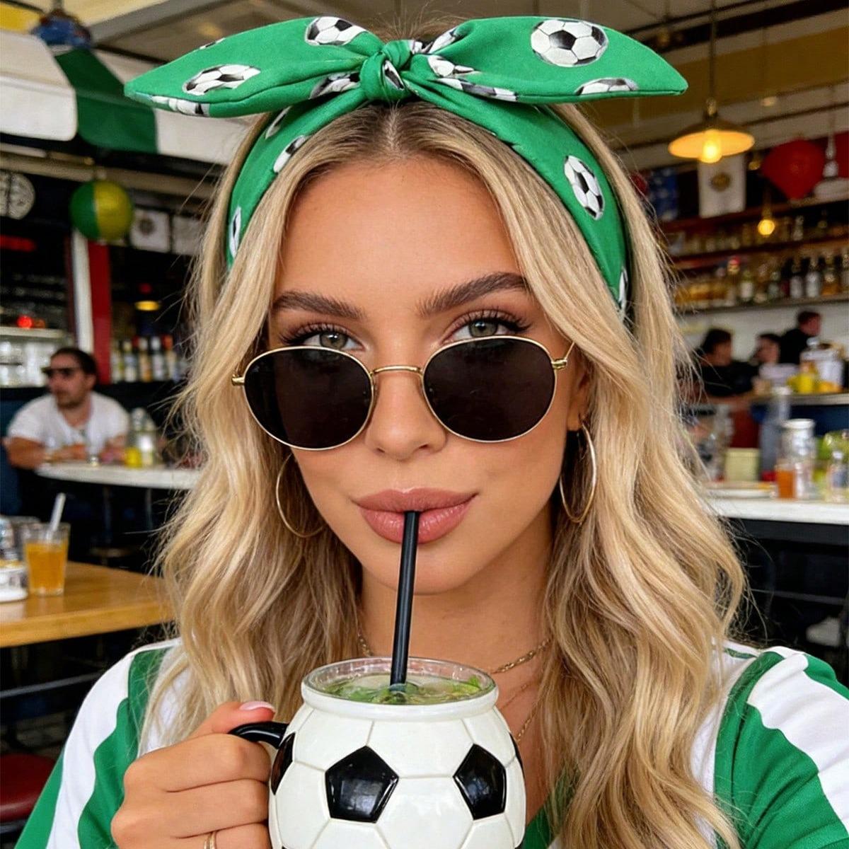 2026 New World Cup Football Print Hair Hoop, Bowknot Rabbit Ear Headband, Sports Game Day Accessory, Party Hair Decor