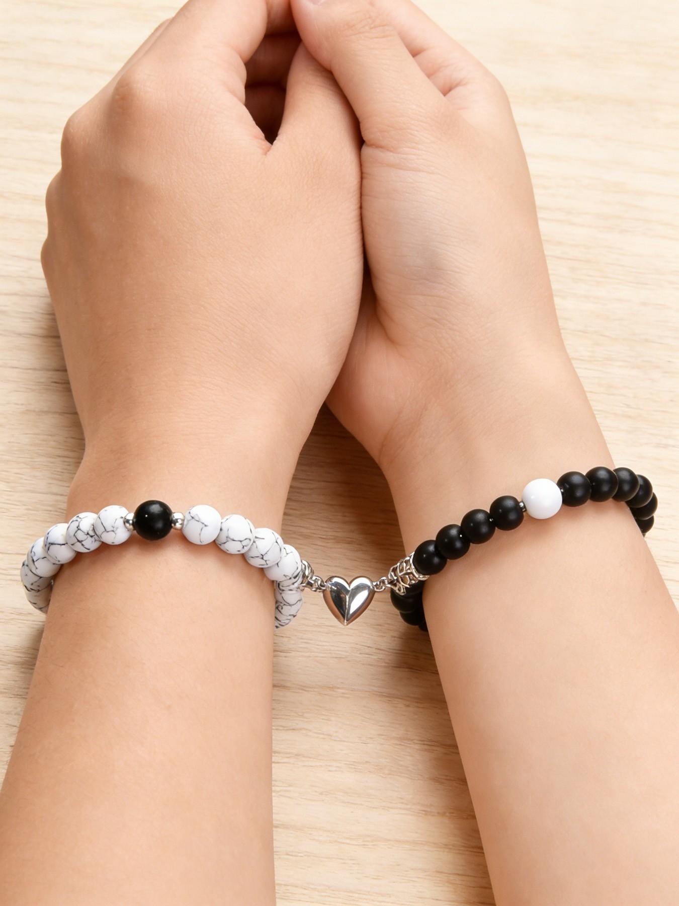 Matching Agate Magnetic Love Bracelets for Couples, Healing Stone Energy, Secure Magnet Clasp, Ideal for Daily Wear or Anniversary Surprise