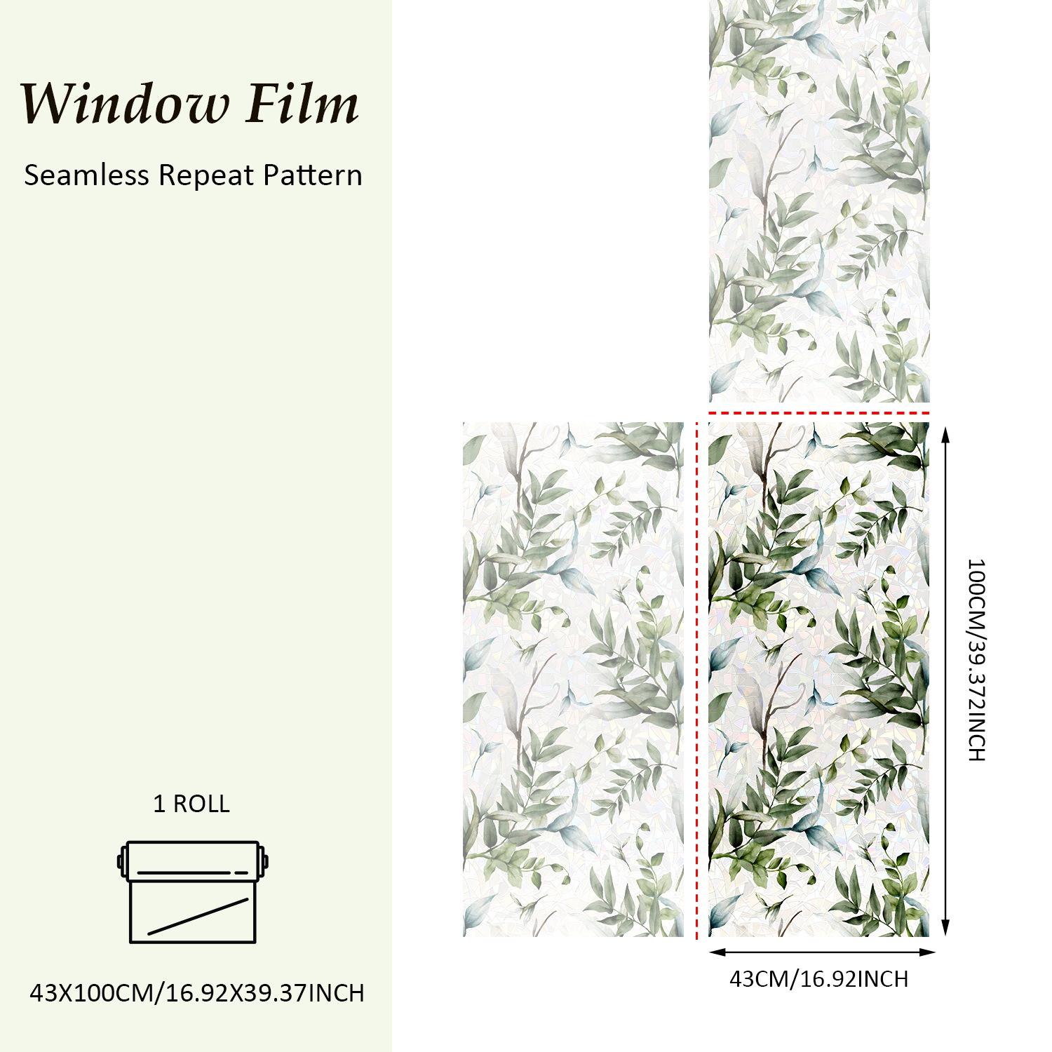 Leaf Laser Window Sticker, Spring Summer Fresh Style Decorative Static Window Sticker, Glue-Free Electrostatic Glass Decoration Film