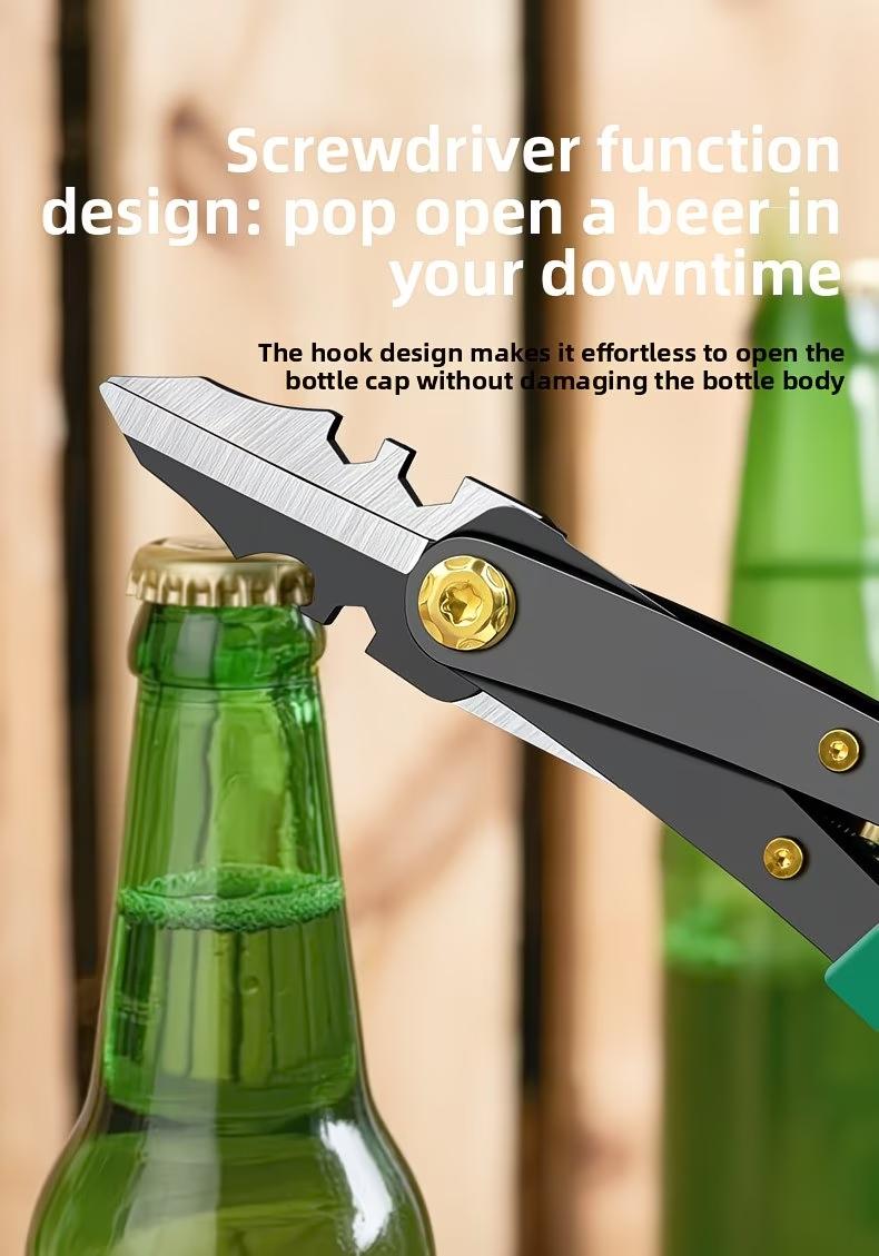 Dual-Head Multi-Function Scissors, High Hardness Deformable Flip Two-In-One Wire Stripping Tool, Quick Powerful Cutting Instrument
