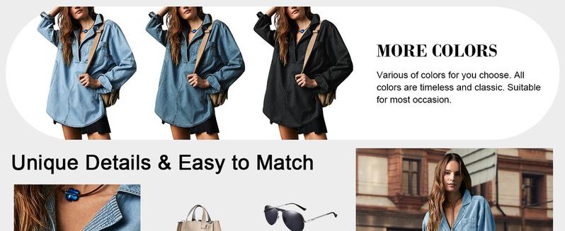 FMEYOA S~2XL Womenswear FallFreshness Denim Pullover Casual Comfort Button V Neck Blouse Loose Fit Tops Longsleeves Jean Jacket With Pocket