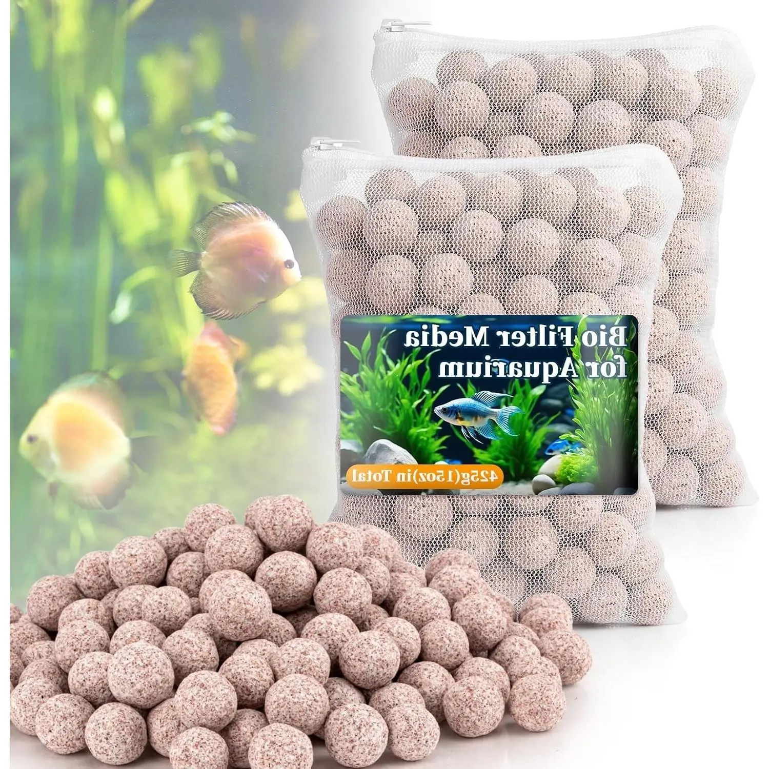 15oz Ceramic Bio Balls - Aquarium Fish Tank Filter Media for Sump Pond | Nano-Tech Bio-Spheres Biomedia Balls for Canister Koi Ponds, Freshwater Sump Filters, Replacement Material SuppliesGift
