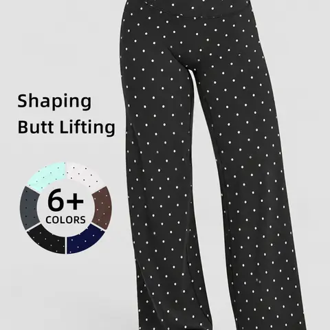 Women's Dot Print Sporty Yoga Pants, Yoga Bottoms, Comfortable Casual Wear, Elastic Waist, Long Regular Fit, Fall & Winter Fashion