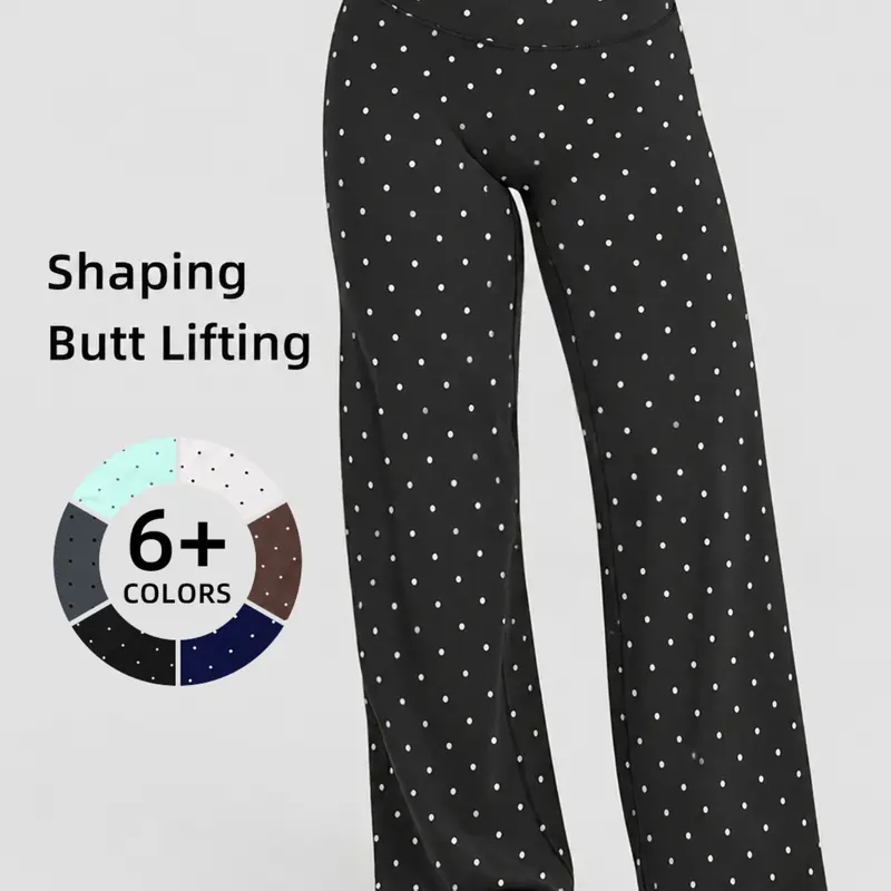 Women's Dot Print Sporty Yoga Pants, Yoga Bottoms, Comfortable Casual Wear, Elastic Waist, Long Regular Fit, Fall & Winter Fashion