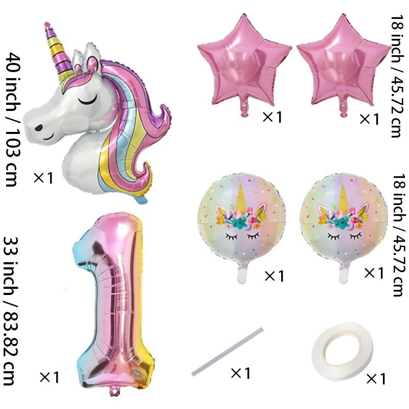 Unicorn Number Star Foil Balloons, Multi-Shape Mixed Colors, Perfect for Weddings, Anniversaries, Festivals, Parties, Events