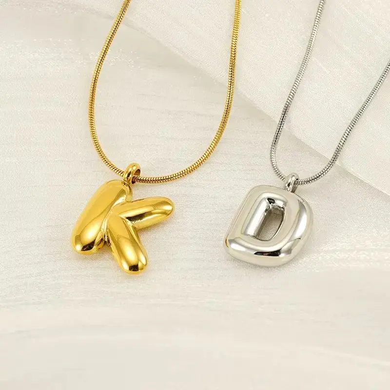 Jewelry Bubbles 26 Letters Smooth Pendant Necklace, A Niche and Multifunctional Necklace Accessories Gifts Minimal