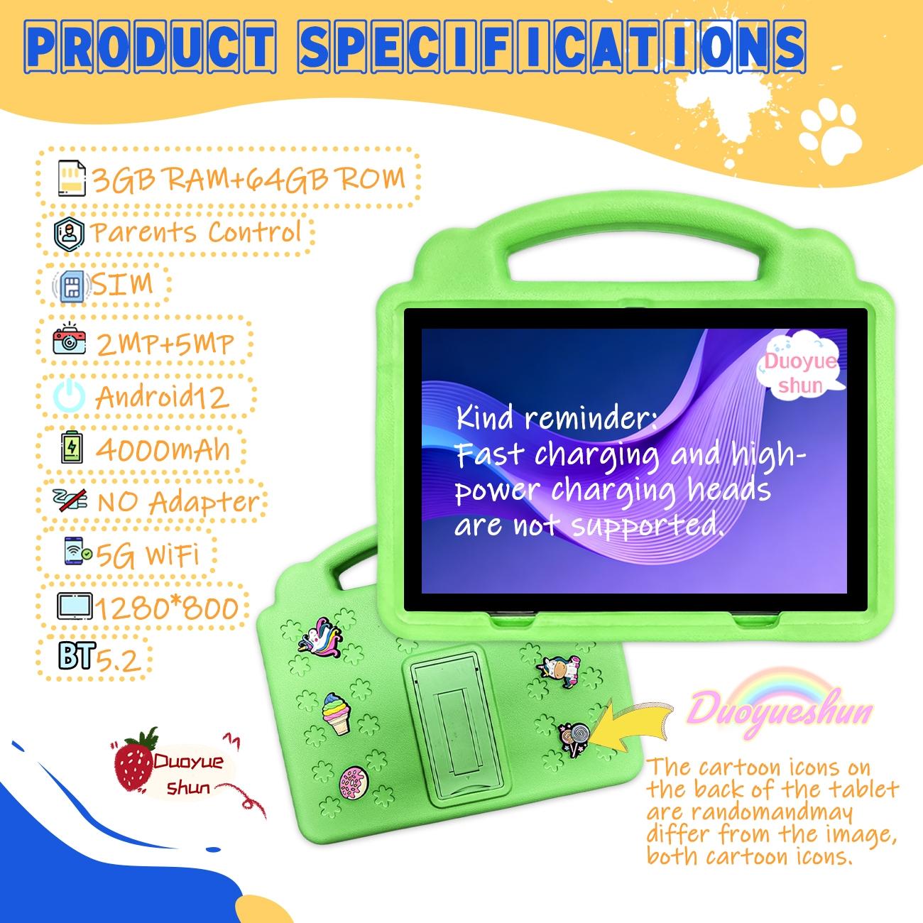 10.1 Inch HD Screen Android Tablet PC, Learning Entertainment Tablet, Dual Sim Card Support, Bluetooth-compatible & WiFi Connectivity, Ideal for Education & Entertainment