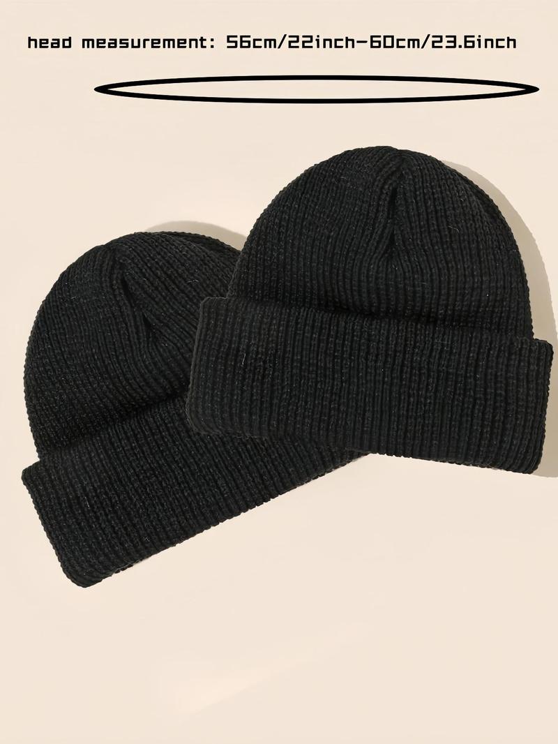 Men's Solid Color Knit Beanie Hat, Casual Street Soft Comfortable Beanie Cap for Fall & Winter, Fashion Accessories for Daily Wear, Knitted Hat