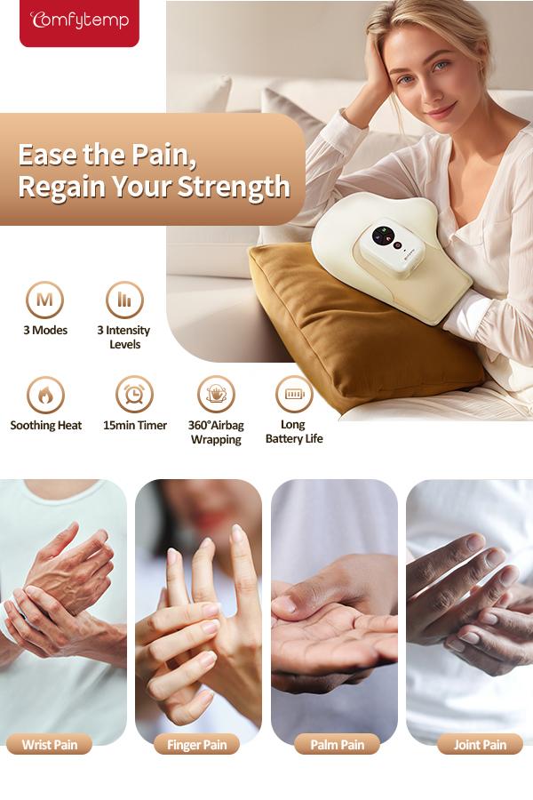 COMFYTEMP Hand Massager with Heat for Hand Relax, Gifts for Women Men