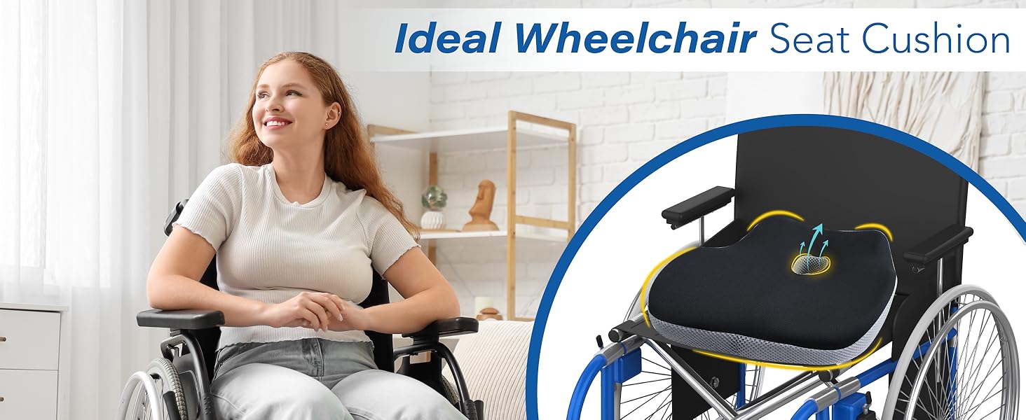 JOKG OKGCar Seat Cushion, Ergonomic Memory Foam Car Cushion for Sciatica Pain Relief, Larger Driving Seat Pillow for Short Drivers on Long Drives - Butt Pillow for Truck, Office, Wheelchair - Black&Gray