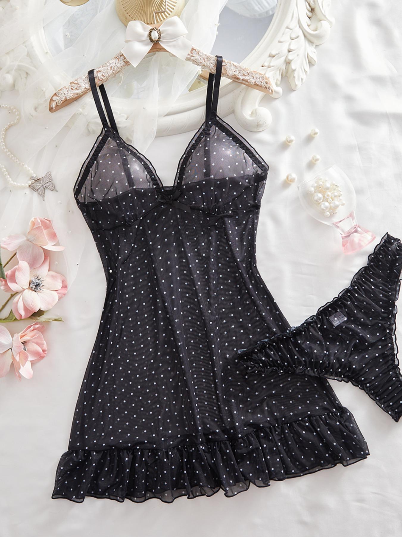 Women's Homecoming Dress Set, Soft Comfortable High Elasticity Fitted Print Nightgown, Elegant Ruffled Hem Design, Breathable Fabric Nightwear