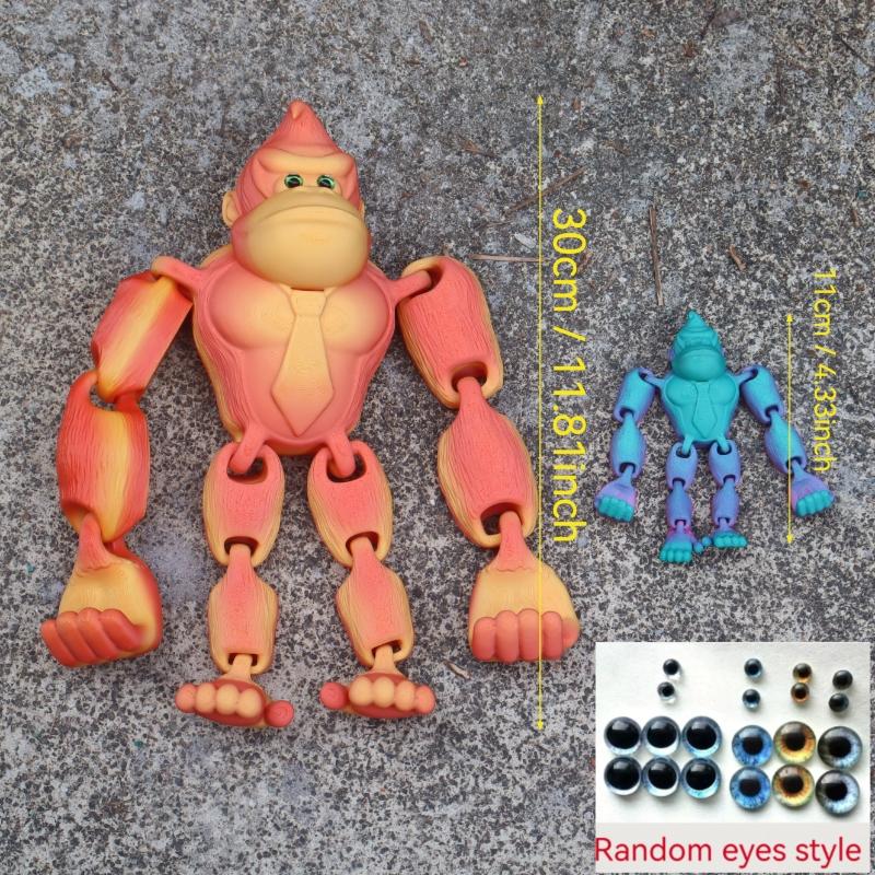 3D Printed Gorilla Figurine Game Dream Doll Set, Jointed, Hanging Door Decor, Home Office Use, Perfect for Birthday Parties, Collectible Figurines