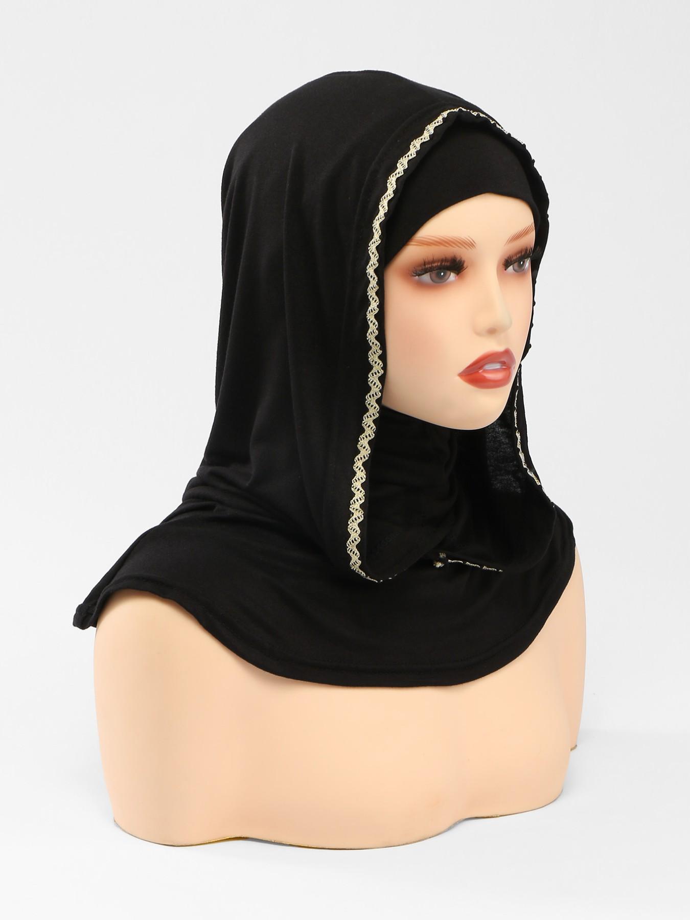 1pc Dual-Layer Sun Protection Hijab, Boho Style Muslim Headscarf, UV Protection Fashion Accessory, Soft Fabric, All Seasons