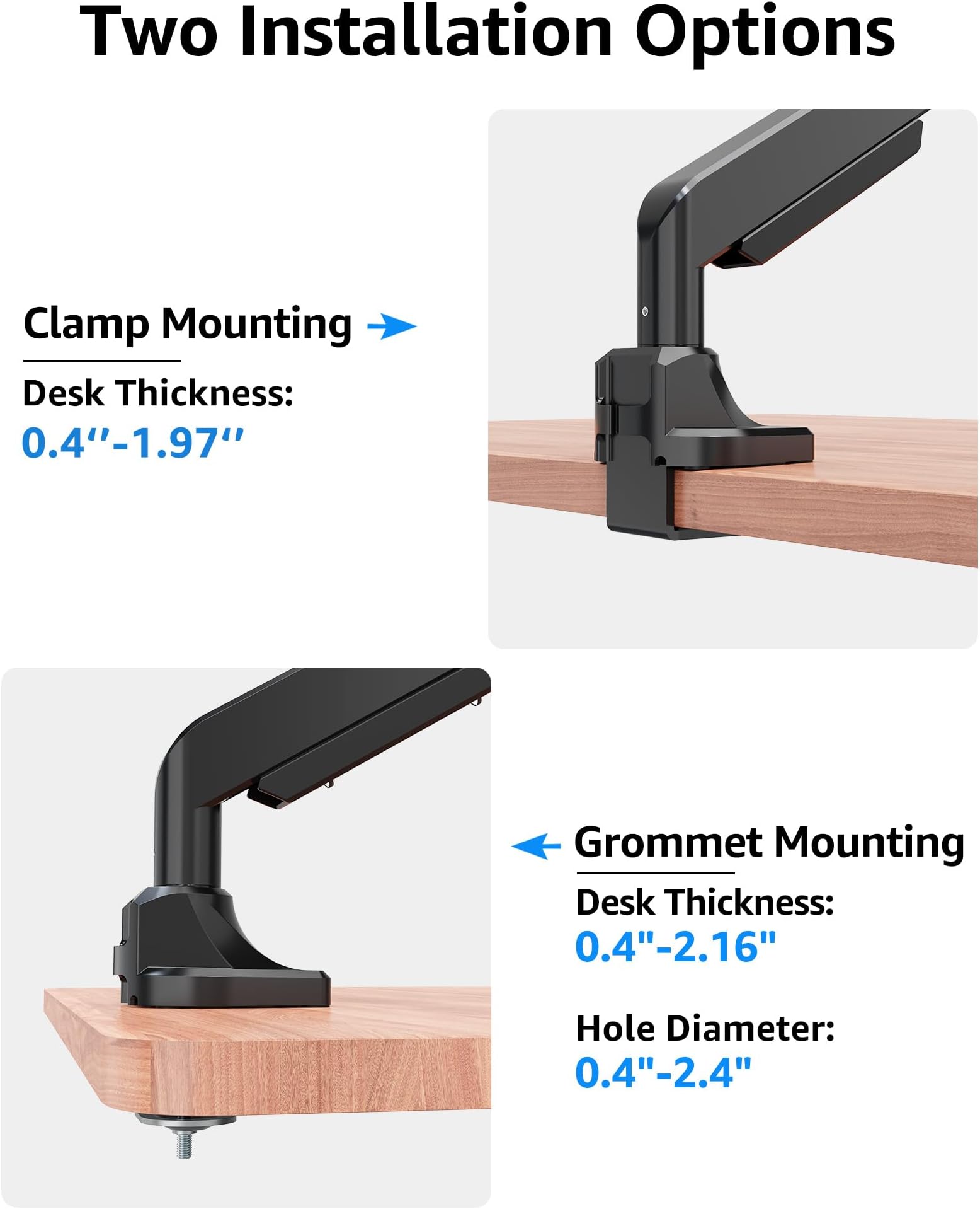 MOUNTUP 17''-43'' Single Monitor Mount for Ultrawide Screen 6.6-33lbs, Heavy Duty Gas Spring Monitor Stand for Flat/Curved Screen, MU7011