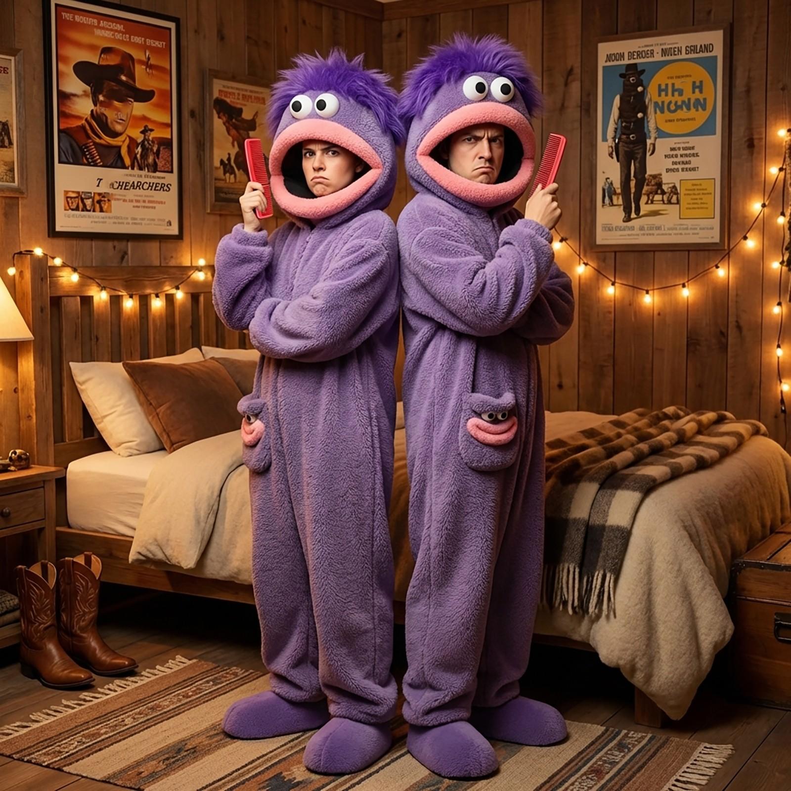 Cute Onesie Set, Soft Flannel Pajama with Hat, Funny Big Mouth Monster Design, 3-Piece Set for Home & Party Fun